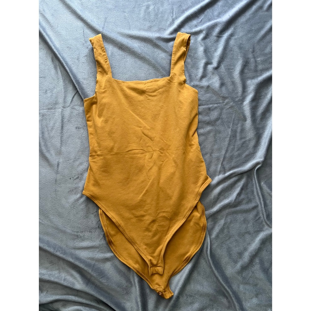 Old Navy Womens Square Neck Sleeveless Bodice Bodysuit Mustard Yellow Medium